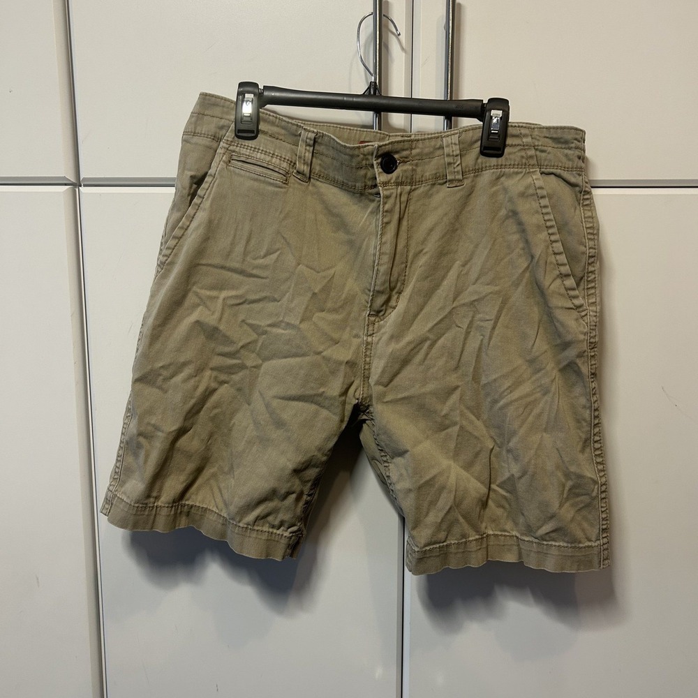 Unionbay Mens Khaki Chino Shorts Tan Size 36 Stretch Cotton Flat Front Cargo